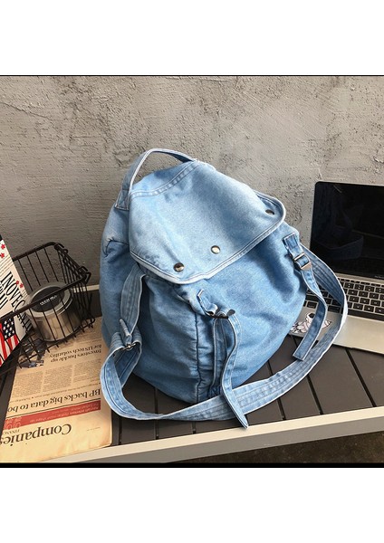 Denim Kanvas Çanta Far Tarzı Kadın Çanta Basit Düz Renk Öğrenci Tek Omuz Çapraz Çanta (Yurt Dışından) modelleri
