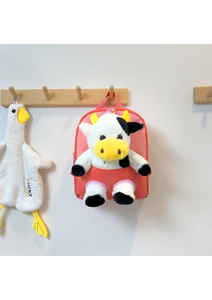 Anaokulu Okul Çantası, Sevimli Inek Peluş Sırt Çantası, Büyük Kapasiteli, Ultra Hafif Çocuk Sırt Çantası, Yüksek Değerli Sırt Çantası (Yurt Dışından)