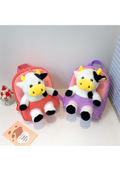 Anaokulu Okul Çantası, Sevimli Inek Peluş Sırt Çantası, Büyük Kapasiteli, Ultra Hafif Çocuk Sırt Çantası, Yüksek Değerli Sırt Çantası (Yurt Dışından) modelleri