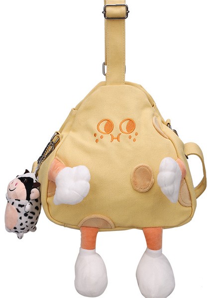 Karikatür Sırt Çantası Niş Tasarım Omuz Çantası Peynir Büyük Kapasiteli Kadın Çantası Öğrenci Kişiselleştirilmiş Messenger Çanta (Yurt Dışından)