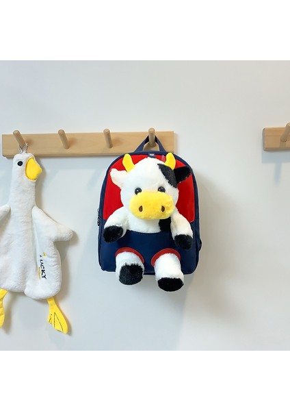 Anaokulu Okul Çantası, Sevimli Inek Peluş Sırt Çantası, Büyük Kapasiteli, Ultra Hafif Çocuk Sırt Çantası, Yüksek Değerli Sırt Çantası (Yurt Dışından)