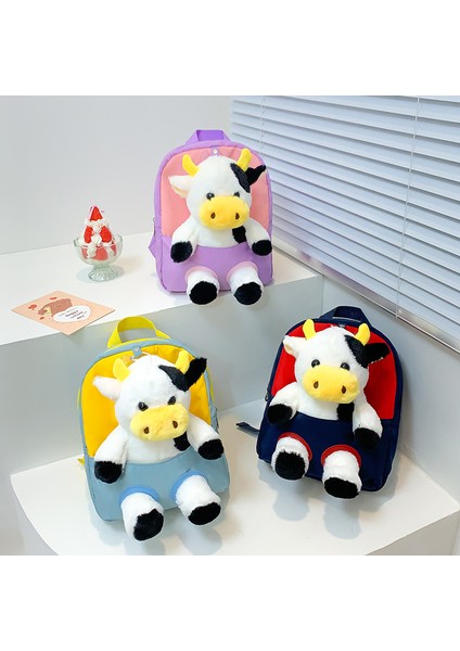 Anaokulu Okul Çantası, Sevimli Inek Peluş Sırt Çantası, Büyük Kapasiteli, Ultra Hafif Çocuk Sırt Çantası, Yüksek Değerli Sırt Çantası (Yurt Dışından) fırsatları