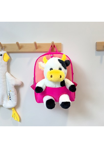 Anaokulu Okul Çantası, Sevimli Inek Peluş Sırt Çantası, Büyük Kapasiteli, Ultra Hafif Çocuk Sırt Çantası, Yüksek Değerli Sırt Çantası (Yurt Dışından)