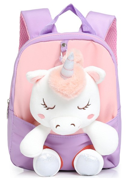 Çocuk Sırt Çantası Unicorn Sırt Çantası Anaokulu Karikatür Peluş Bebek Okul Çantası Hafif Naylon Çanta (Yurt Dışından)
