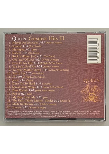 Queen Greatest Hits 3 CD (Orjinal Dönem Baskı) fiyatları