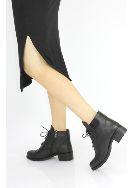 Kadın Hakiki Deri Ortopedik Fermuarlı Kısa Klasık Bot M24/KB1730 indirimleri