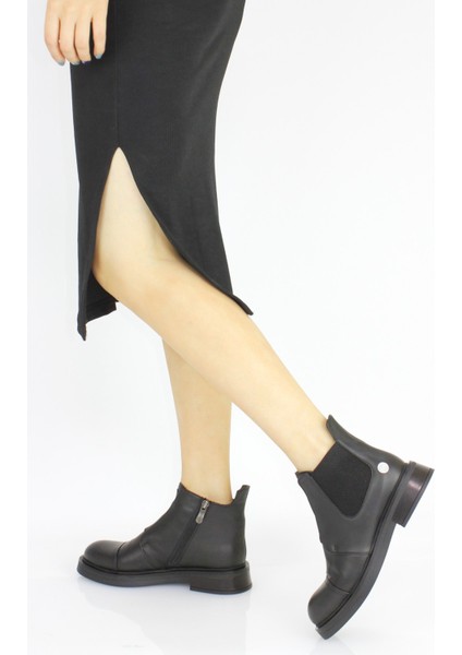 Kadın Ortopedik Hakiki Deri Lastik Boğazlı Kısa Klasık Bot M24/KB1770 indirimleri