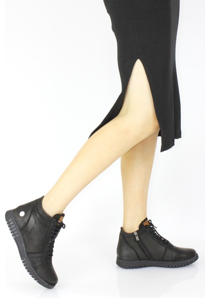 Kadın Hakiki Deri Ortopedik Fermuarlı Spor Düz Taban Bot M24/KB4205 indirimleri