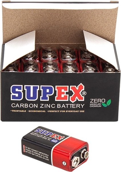 6F22 9 Volt Pil (12 Li Paket) 1,2 V Yok Tek Kullanımlık Alkalin Piller 0850-0004