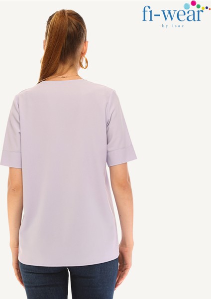 Kadın V Yaka Kısa Kollu Gömlek