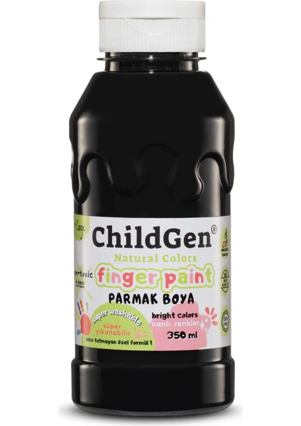 Childgen Süper Yıkanabilir Parmak Boya 350ML - Siyah