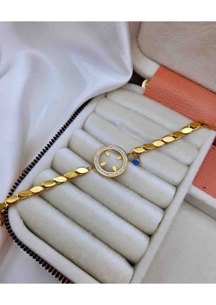 Mavidenizaccesories Çelik Arpa Çey Çerçeveli Bileklik Çelik Bileklik Arpa Zincirli Bi