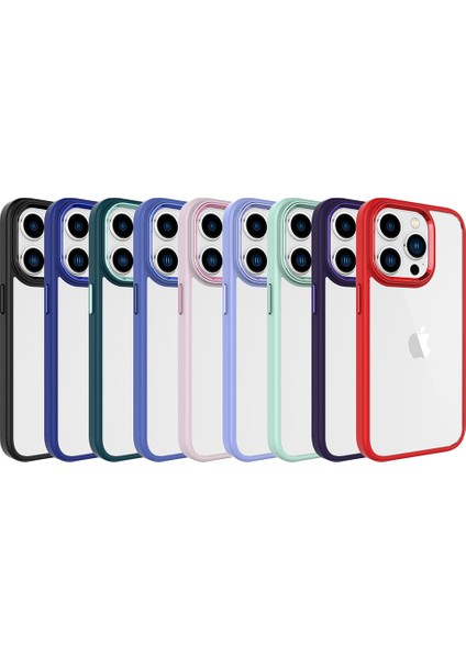 Case World Apple iPhone 15 Pro Kapak Metal Kamera Korumalı Arkası Şeffaf Silikon Kılıf - Siyah