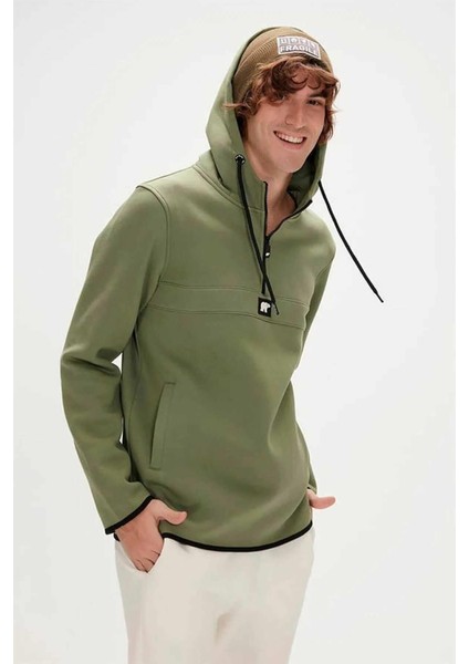 Bad Bear Defence Half-Zip Hoodie Erkek Sweatshirt 19.02.27.027THYME