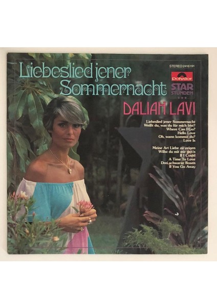 Daliah Lavi Liebeslied Jener Sommernacht Lp Plak (Orjinal 1977 Alman Baskı)