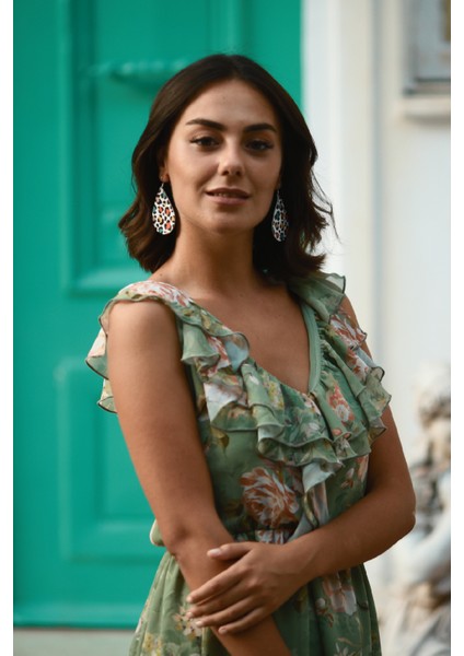 Kadın Deri Küpe Damla Model Çelik Kancalı Kararmaz