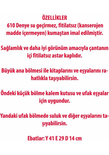 Sırt ve Okul Çantası 41X29X14 18 Lt Unisex Sırt Çantası Rs-Fbı-1sıyah