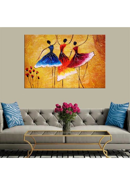 Dekoratif Baskı Pop Art Dans Eden Kadınlar Kanvas Tablo