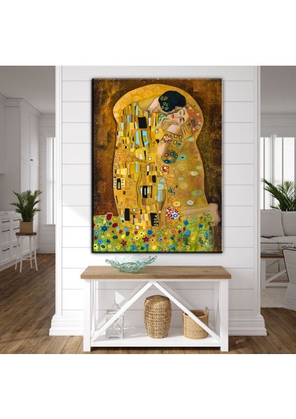 Dekoratif Gustav Klimt Öpücük Soyut Yağlıboya Resim Tuval Üzerine Baskı Kanvas Tablo