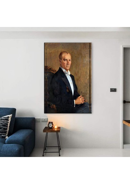 Dekoratif Yağlı Boya Efektli Atatürk Kanvas Tablo