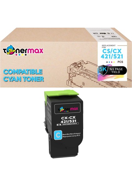 Lexmark CS421-78C5XC0 Mavi Muadil Toner Yüksek Kapasiteli / CS421 / CX421 / CS521 / CX521 / CS622 / CX622 / CS625 / CX625