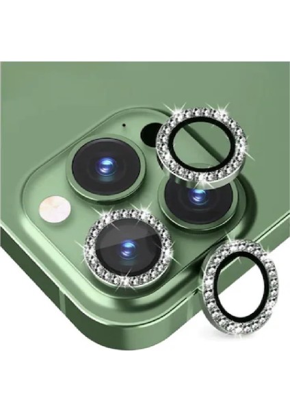 Iphone 12 Pro Max Yeşil Uyumlu Swarovski Taşlı Kamera Lens Koruyucu Cam