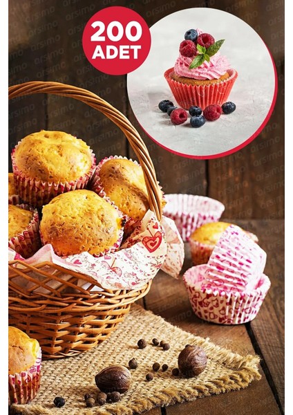200'LÜ Muffin Kağıdı Cupcake Kek Kalıbı Desenli fırsatları