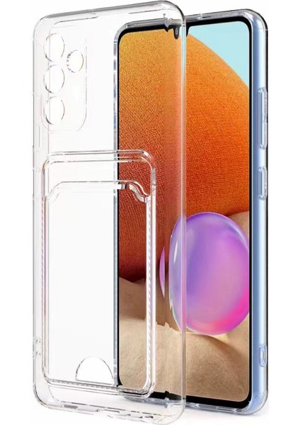 Galaxy A14 Kılıf Kartlıklı Şeffaf Setra Clear Silikon Kapak Renksiz