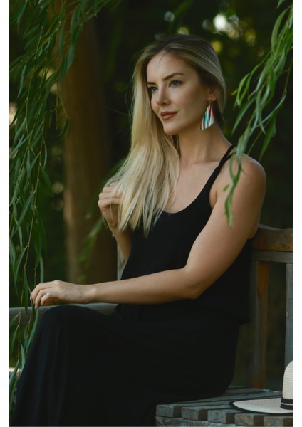 Deri Yaprak Model Çelik Kancalı Küpe