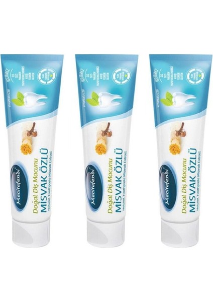 3 Adet Misvak Özlü Doğal Diş Macunu Florürsüz 75 ml fiyatları