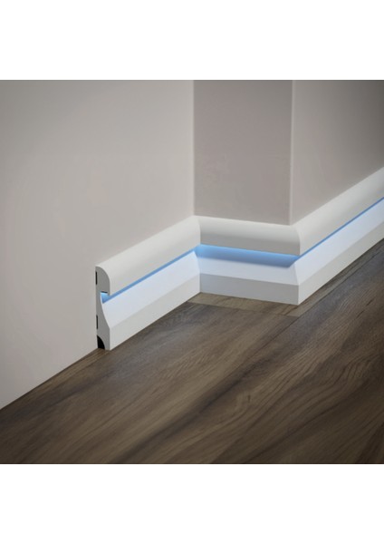 11.5 cm Polimer Beyaz Ledli Lake Süpürgelik, LED Kanallı ASL-002 ( 1 Adet Sipariş 240 Cm'dir) fiyatları