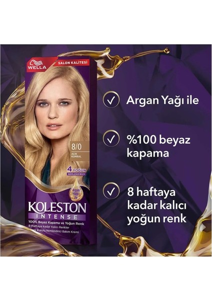 Koleston Intense Saç Boyası 8/0 Açık Kumral - Salon Kalitesi