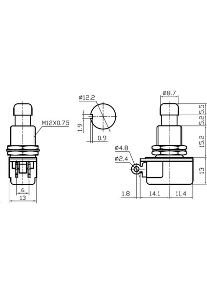 Ayak Pedal Basma 0-1 Metal Buton 2 Pin Yaylı