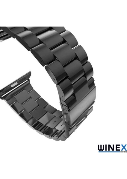 42-49MM Yeni Nesil Apple Uyumlu Akıllı Saat Kordonu Metal Siyah