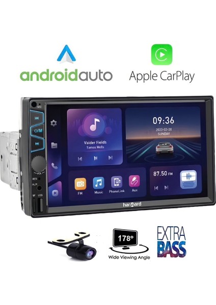 HR-G752 Ince Kasa Ayarlanabilir Car Playli Oto Double Teyp 7''inç Bluetooth-Usb-Aux-Sd-Fm +Kamera fiyatları