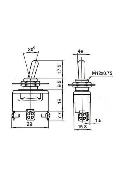 Toggle Switch 1-0-2 Metal Anahtar 3 Pin 12V-220V