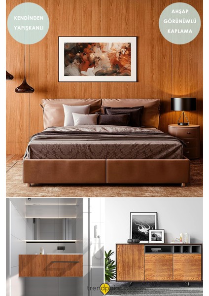 Kendinden Yapışkanlı 60×300 cm Kahve Ahşap Görünüm Mutfak Dolap Masa Kaplama Duvar Kağıdı fiyatları