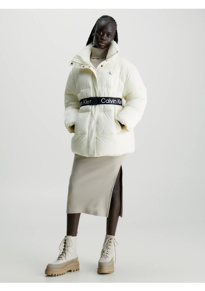 Calvin Klein Belted Long Puffer Jacket Kadın Mont