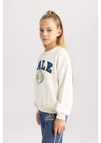 Kız Çocuk Yale University Relax Fit Bisiklet Yaka Sweatshirt A7737A823AU fırsatları