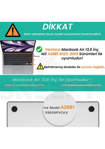 Apple Macbook Air M2 Çip A2681 13.6 Inç 2022 Uyumlu Kılıf Vanilla Shield Plastik Kapak