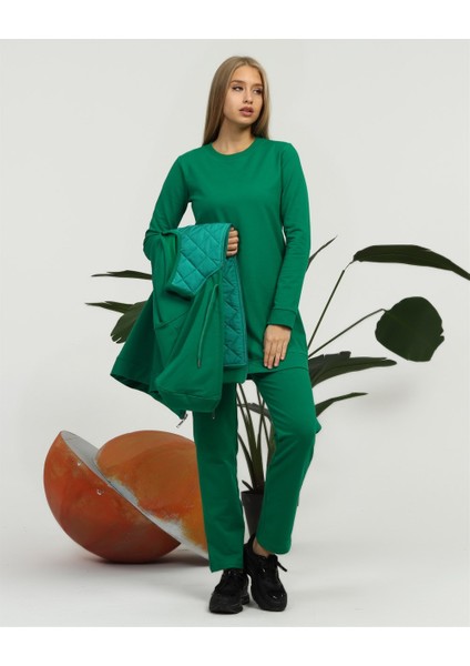 Minimal Kapitoneli Spor Üçlü Takım - Benetton Yeşil