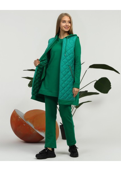Minimal Kapitoneli Spor Üçlü Takım - Benetton Yeşil