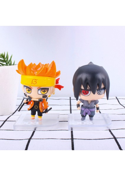 2 Adet Q-Versiyonu Naruto Figürü, Altı Yol, Naruto, Sasuke, Bebekler, Araba Süsleri, Modeller, Çizgi Roman Sergileri (Yurt Dışından)
