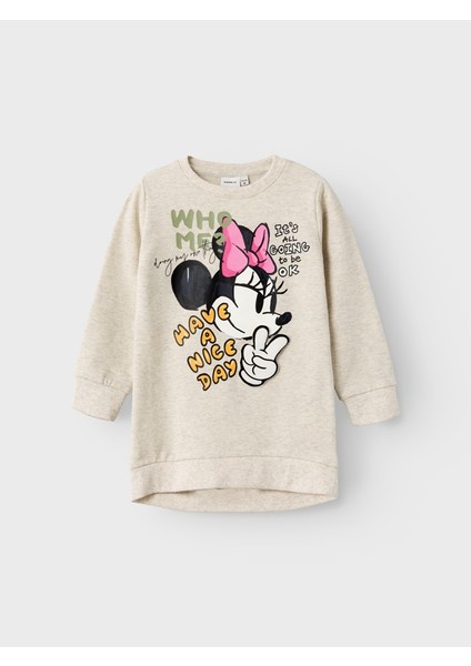 Minnie Mouse Baskılı Oversize Kız Çocuk Sweatshirt - Günlük Kullanım fiyatları