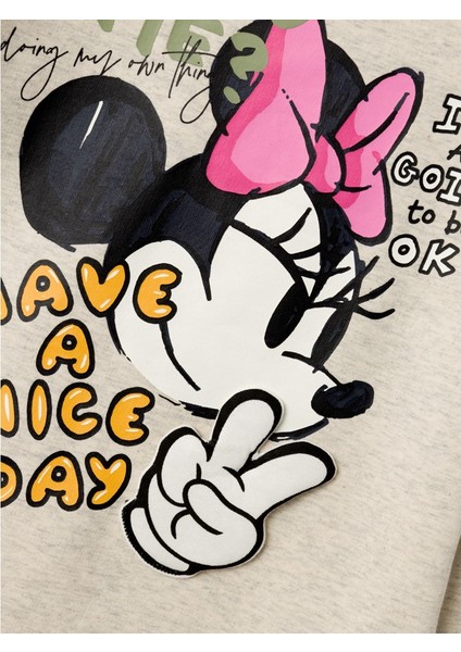 Minnie Mouse Baskılı Oversize Kız Çocuk Sweatshirt - Günlük Kullanım fırsatları