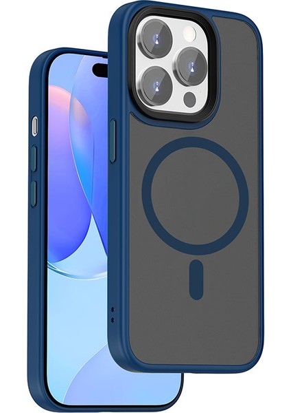 iPhone 15 Pro Uyumlu Kılıf Wiwu FGG-011 Magsafe Şarj Özellikli Kamera Korumalı Kapak Mavi