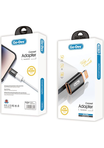 Type-C To Lightning Şarj ve Ses Destekli Dönüştürücü PD20W Go Des GD-CT064