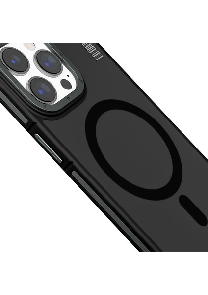 iPhone 15 Pro Uyumlu Kılıf Magsafe Şarj Özellikli Youngkit Rock Sand Serisi Kapak Siyah