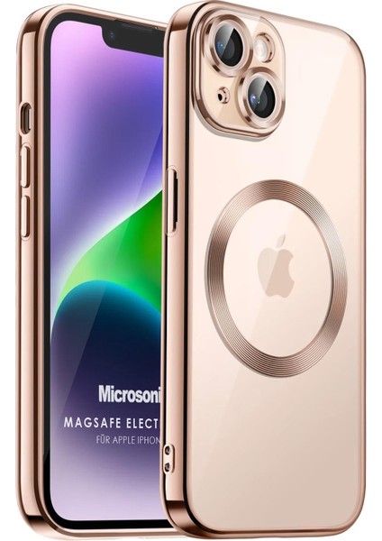 Apple iPhone 14 Kılıf Magsafe Luxury Electroplate Rose Gold