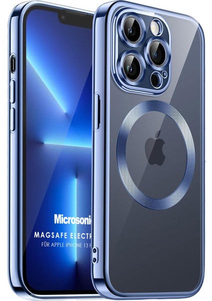 Apple iPhone 13 Pro Kılıf Magsafe Luxury Electroplate Mavi